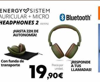 Ecomputer Energy sistem auricular + micro headphones 2 oferta