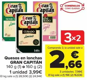 Carrefour Quesos en lonchas gran capitán oferta