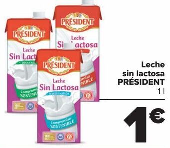 Carrefour Leche sin lactosa président oferta