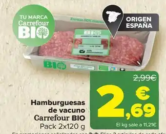 Carrefour Hamburguesas de vacuno carrefour bio oferta