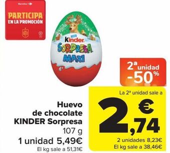 Carrefour Huevo de chocolate kinder sorpresa oferta