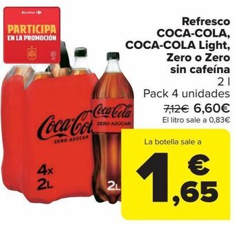 Carrefour Refresco coca-cola, coca-cola light, zero o zero sin cafeína oferta