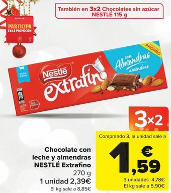 Carrefour Chocolate con leche y almendras nestlé extrafino oferta