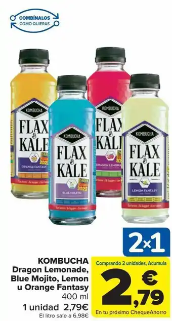 Carrefour Kombucha dragon lemonade, blue mojito, lemon u orange fantasy oferta