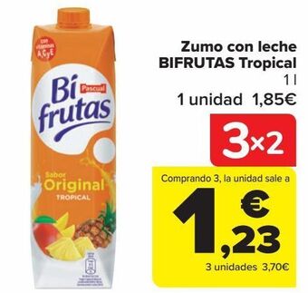 Carrefour Zumo con leche bifrutas tropical oferta
