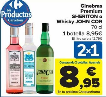 Carrefour Ginebra premium sheriton o whisky john cor oferta