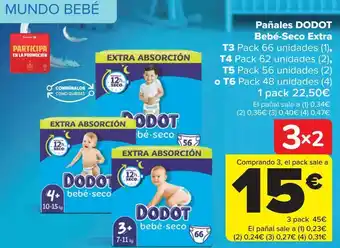 Carrefour Pañales dodot bebé-seco extra t3, t4, t5 o t6 oferta