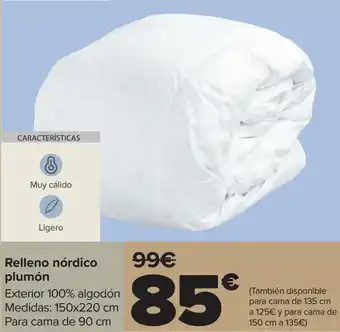 Carrefour Relleno nórdico plumón oferta
