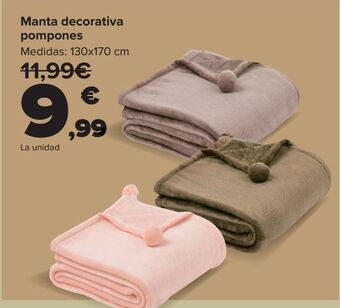 Carrefour Manta decorativa pompones oferta