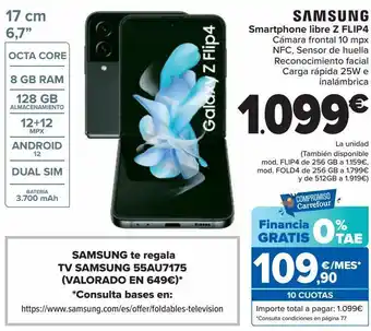 Carrefour Samsung smartphone libre z flip 4 oferta