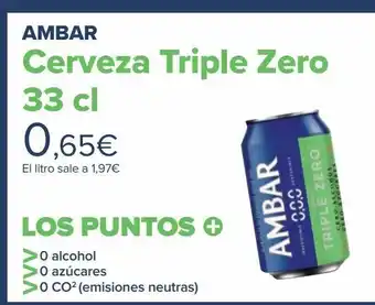 Carrefour Cerveza ambar triple zero lat 33cl oferta