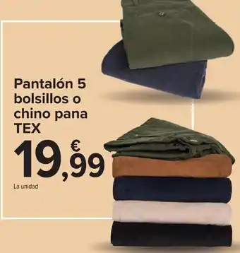 Carrefour Pantalón 5 bolsillos o chino pana tex oferta