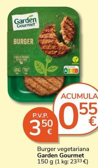 Consum Hamburguesas vegetales garden gourmet oferta