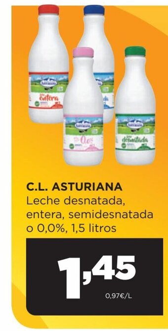 Alimerka C.L. Asturiana Leche desnatada, entera semidesnatada o 0.0 % 1.5 litros oferta