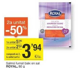 BonpreuEsclat 2a unitat -50% salmó fumat baix en sal royal oferta