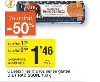BonpreuEsclat 2a unitat -50% galetes fines d'arròs sense gluten diet rádisson oferta