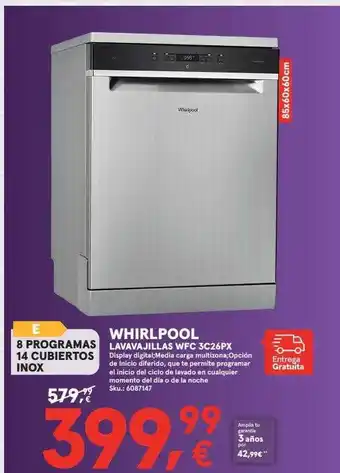 Worten Whirlpool lavavajillas wfc 3c26px oferta