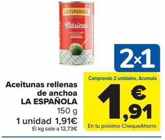 Carrefour Market Aceitunas rellenas de anchoa la española oferta