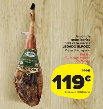 Carrefour Market Jamón ibérico de cebo legado elpozo oferta
