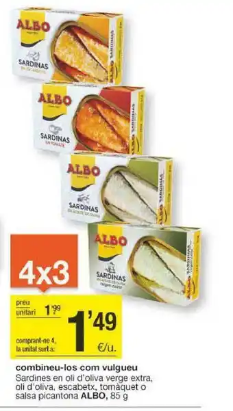 BonpreuEsclat Sardines oli d'oliva verge extra oli d'oliva escabetx tomàquet o salsa picantona oferta