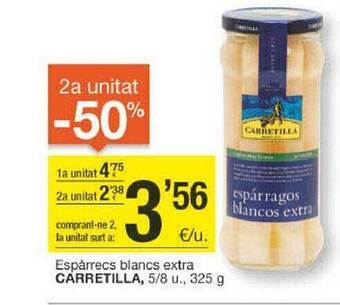 BonpreuEsclat 2a unitat -50% espàrrecs blancs extra carretilla oferta