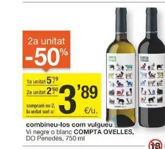 BonpreuEsclat 2a unitat -50% vi negre o blanc compta ovelles do penedes oferta