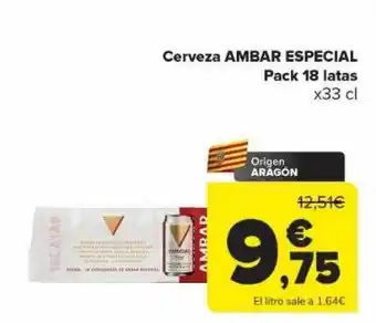 Carrefour Cerveza ambar especial pack 18 latas oferta
