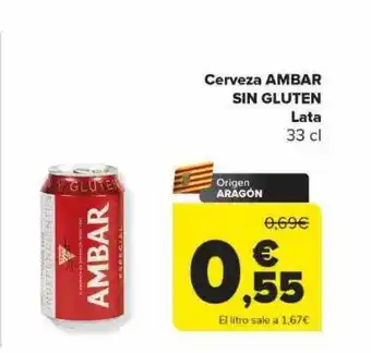 Carrefour Cerveza ambar sin gluten lata oferta