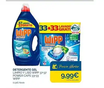 Cash Ecofamilia Detergente gel limpio y liso wipp 37+37 power caps 33+33 wipp oferta