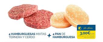 Supermercados La Despensa 4 hamburguesas mixtas ternera y cerdo + 4 pan de hamburguesa oferta