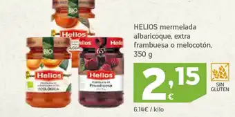 HiperDino Helios mermelada albaricoque, extra frambuesa o melocotón oferta