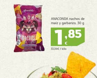 HiperDino Anaconda nachos de maíz y garbanzo oferta