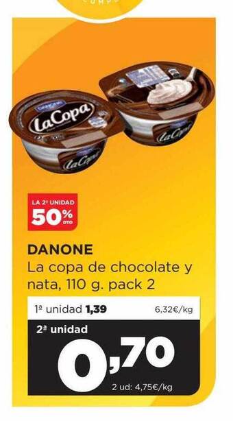 Alimerka La 2a unidad 50% dto danone la copa de chocolate y nata oferta
