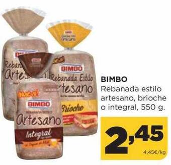 Alimerka Bimbo rebanada estilo artesano brioche o integral oferta