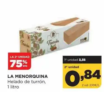Alimerka La 2a unidad 75% dto la mernorquina helado de turrón oferta