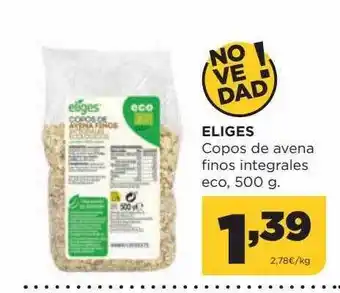 Alimerka Eliges copos de avena finos integrales eco oferta