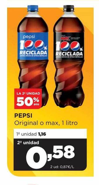 Alimerka La 2a unidad 50% dto pepsi original o max oferta