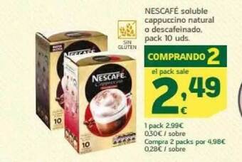 HiperDino Nescafé soluble cappuccino natural o descafeinado oferta