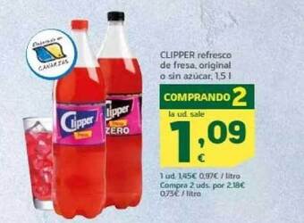 HiperDino Clipper refresco de fresa original o sin azúcar oferta