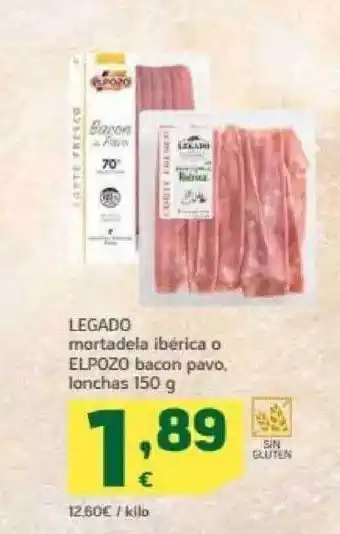 HiperDino Legado mortadela ibérica o elpozo bacon pavo lonchas oferta