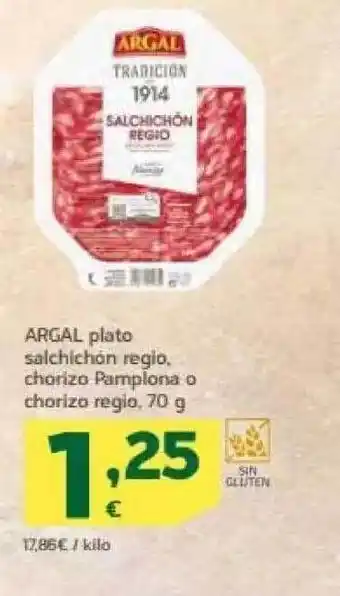 HiperDino Argal plato salchichón regio oferta
