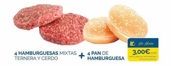 Supermercados La Despensa 4 hamburguesas mixtas ternera y cerdo + 4 pan de hamburguesa oferta