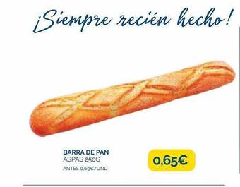 Supermercados La Despensa Barra de pan aspas oferta