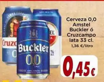 Supermercados Piedra Cerveza 0.0 amstel buckler ó cruzcampo oferta