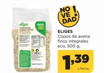 Alimerka Eliges Copos de avena finos integrales eco,500 g oferta