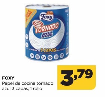 Alimerka Foxy Papel de Cocina Tornado Azul 3 Capas, 1 Rollo oferta