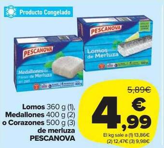 Carrefour Market Lomos medallones o corazones de merluza pescanova oferta