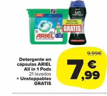 Carrefour Market Cdetergente en cápsulas ariel all in 1 pods + unstoppables gratis oferta