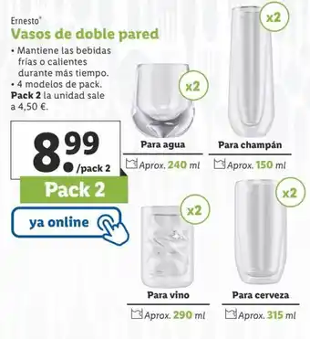 Lidl Vasos De Doble Pared oferta