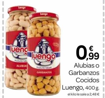 Supermercados El Jamón Alubias o Garbanzos Cocidos Luengo, 400g oferta